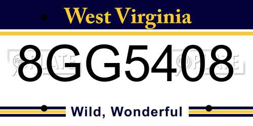 8GG5408 West Virginia License Plate