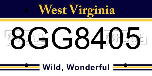8GG8405 West Virginia License Plate