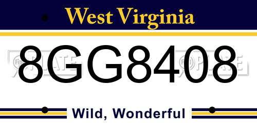 8GG8408 West Virginia License Plate