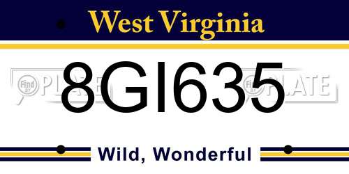 8GI635 West Virginia License Plate