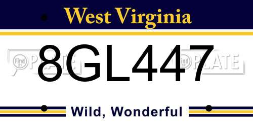 8GL447 West Virginia License Plate