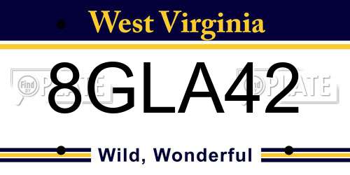 8GLA42 West Virginia License Plate