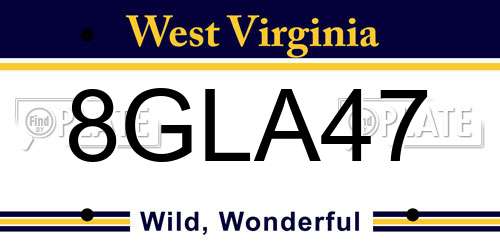 8GLA47 West Virginia License Plate