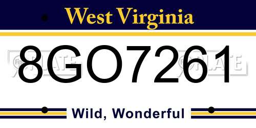 8GO7261 West Virginia License Plate