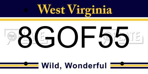 8GOF55 West Virginia License Plate