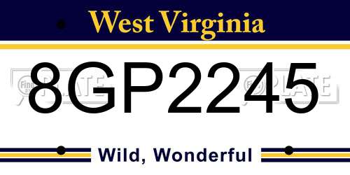 8GP2245 West Virginia License Plate