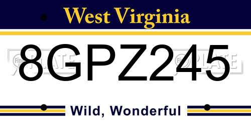 8GPZ245 West Virginia License Plate