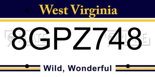 8GPZ748 West Virginia License Plate