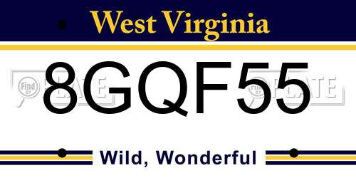 8GQF55 West Virginia License Plate