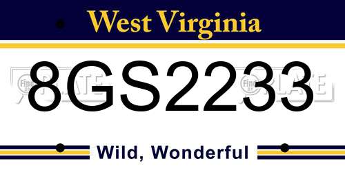 8GS2233 West Virginia License Plate