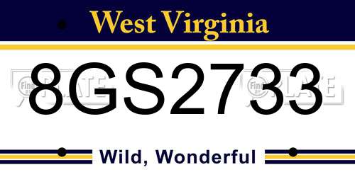 8GS2733 West Virginia License Plate
