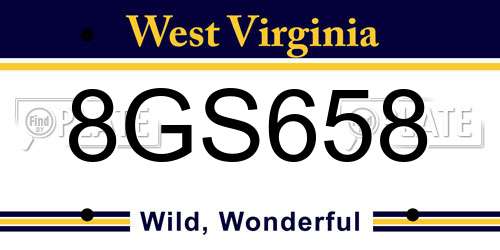 8GS658 West Virginia License Plate