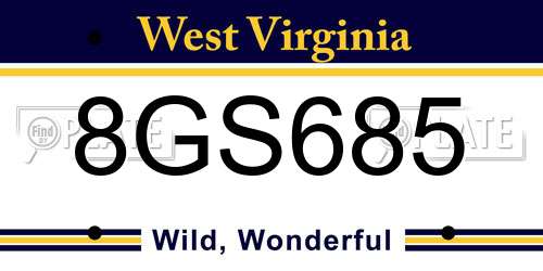 8GS685 West Virginia License Plate