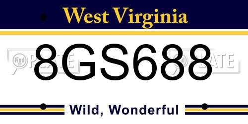 8GS688 West Virginia License Plate