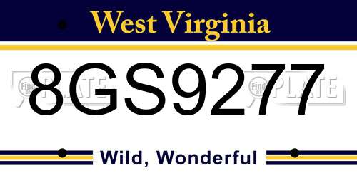 8GS9277 West Virginia License Plate
