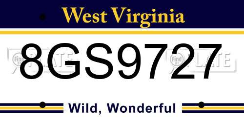 8GS9727 West Virginia License Plate