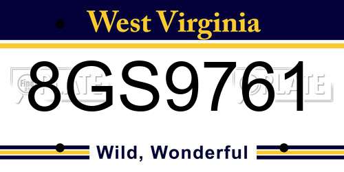 8GS9761 West Virginia License Plate