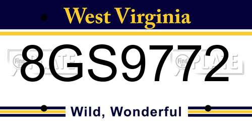 8GS9772 West Virginia License Plate