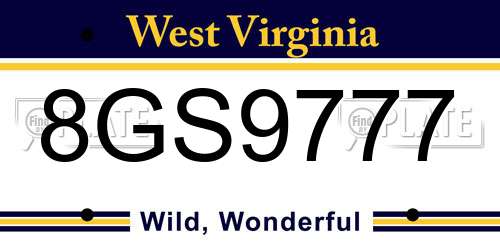 8GS9777 West Virginia License Plate