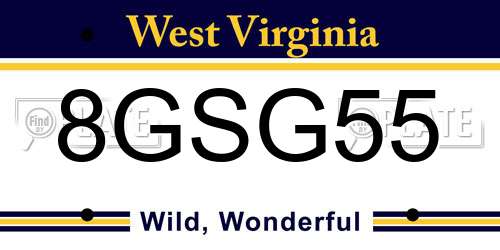 8GSG55 West Virginia License Plate