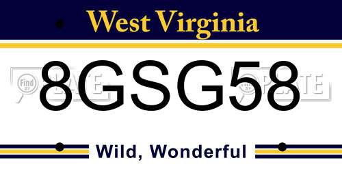 8GSG58 West Virginia License Plate