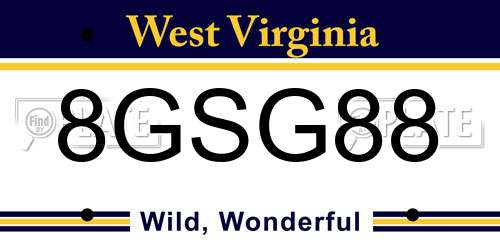 8GSG88 West Virginia License Plate