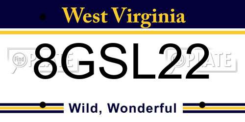 8GSL22 West Virginia License Plate