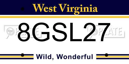 8GSL27 West Virginia License Plate