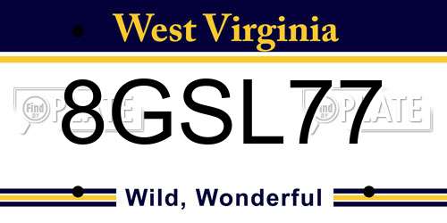 8GSL77 West Virginia License Plate