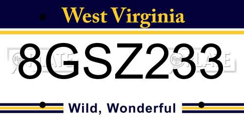 8GSZ233 West Virginia License Plate