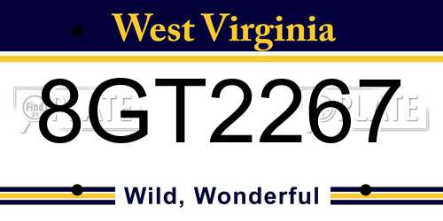 8GT2267 West Virginia License Plate