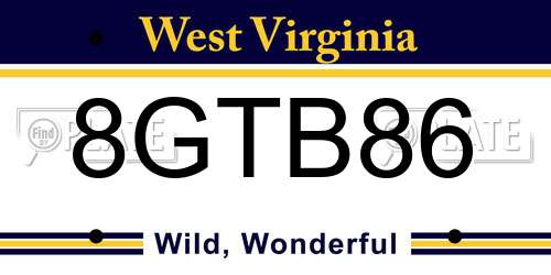 8GTB86 West Virginia License Plate