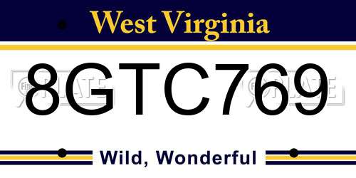 8GTC769 West Virginia License Plate