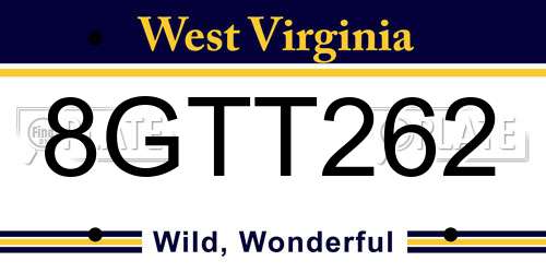 8GTT262 West Virginia License Plate