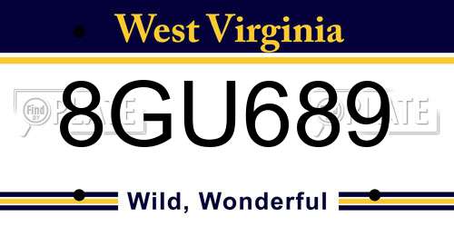 8GU689 West Virginia License Plate