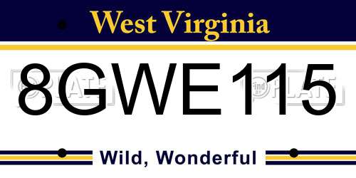 8GWE115 West Virginia License Plate