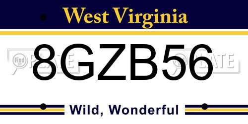 8GZB56 West Virginia License Plate
