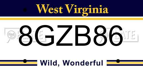 8GZB86 West Virginia License Plate