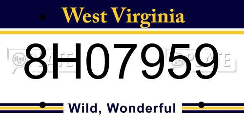8H07959 West Virginia License Plate