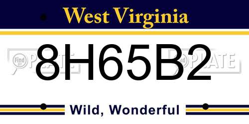 8H65B2 West Virginia License Plate