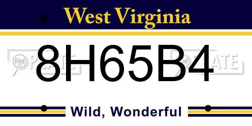 8H65B4 West Virginia License Plate