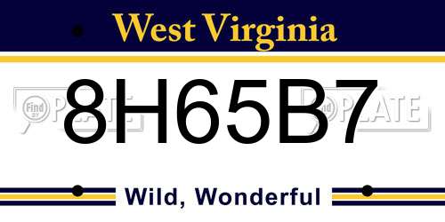 8H65B7 West Virginia License Plate