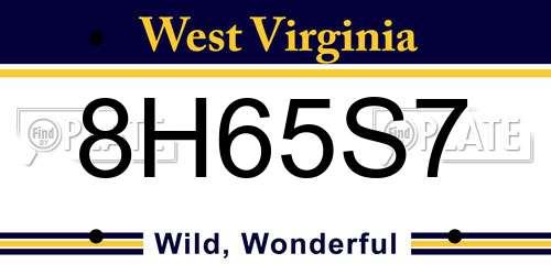 8H65S7 West Virginia License Plate