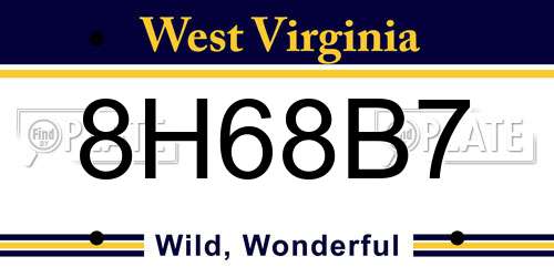 8H68B7 West Virginia License Plate