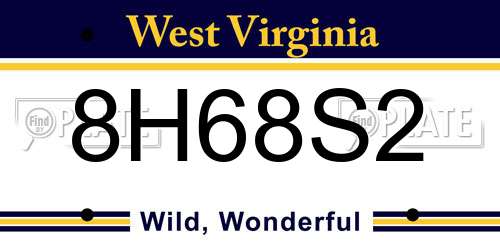 8H68S2 West Virginia License Plate