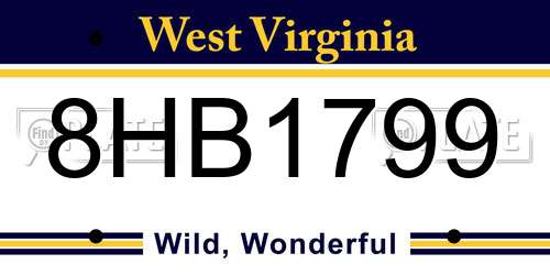 8HB1799 West Virginia License Plate