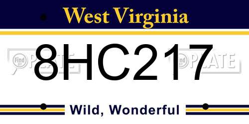 8HC217 West Virginia License Plate