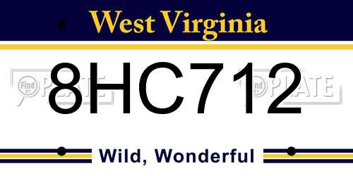 8HC712 West Virginia License Plate