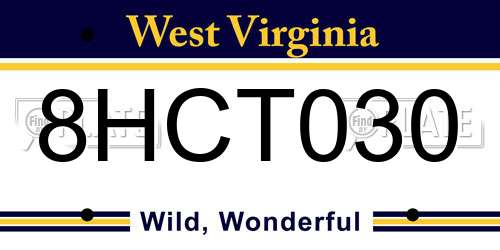 8HCT030 West Virginia License Plate