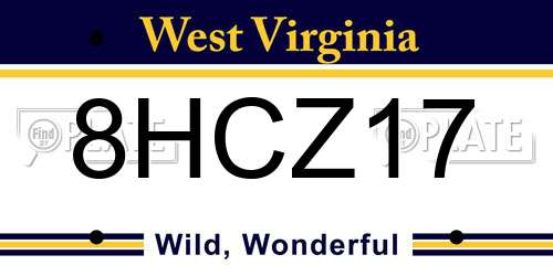 8HCZ17 West Virginia License Plate